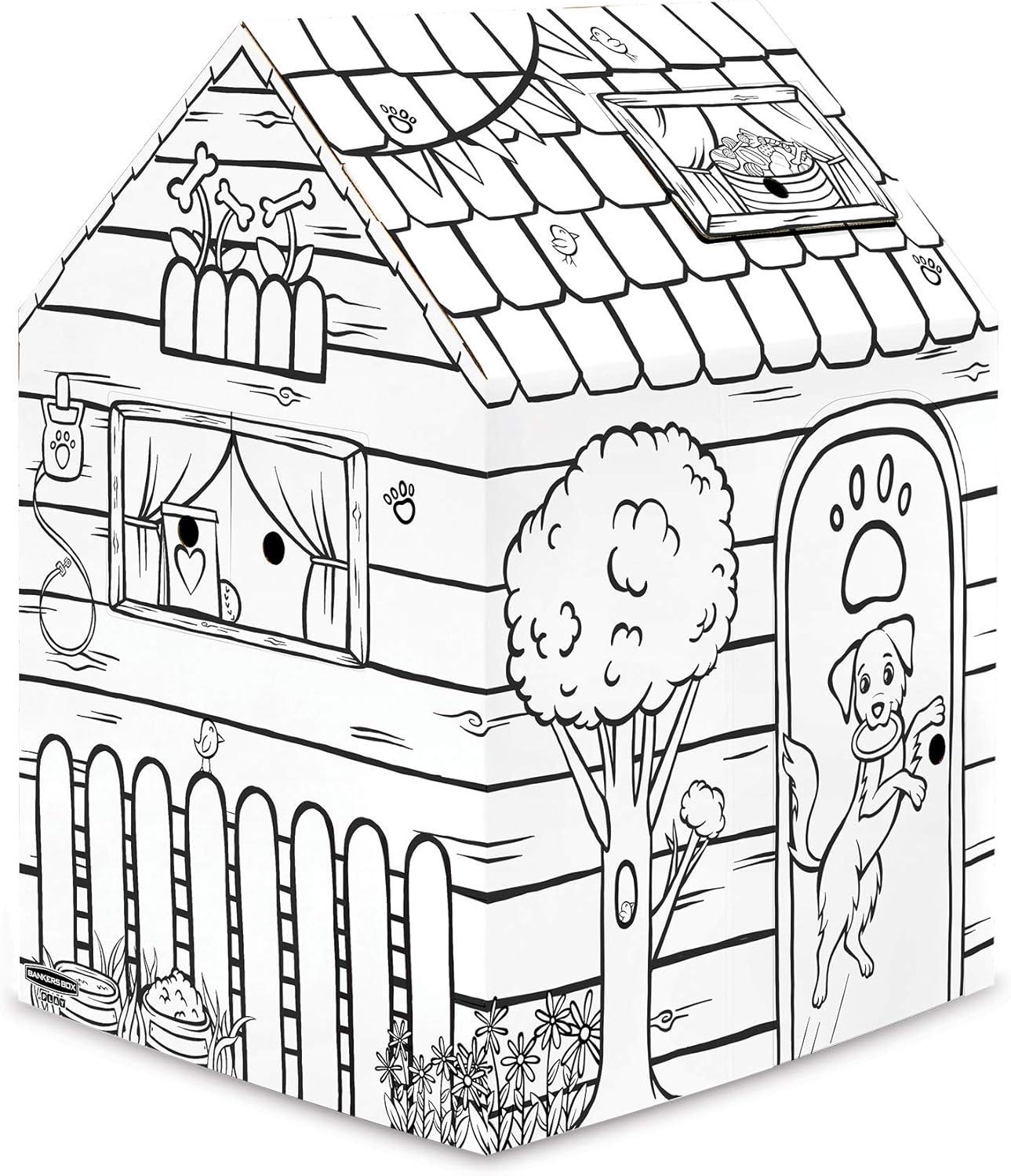 imageBankers Box at Play Color in Dog Playhouse Cardboard Playhouse for and Life Size Craft Activity for Kids and Families