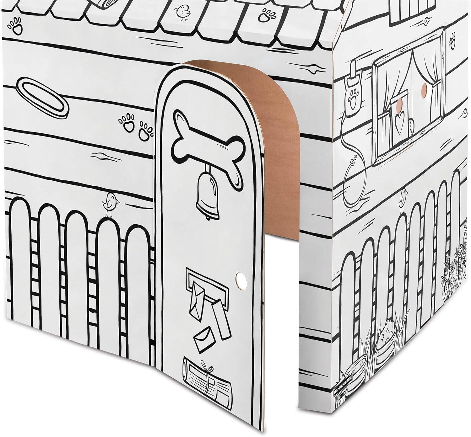 imageBankers Box at Play Color in Dog Playhouse Cardboard Playhouse for and Life Size Craft Activity for Kids and Families