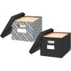 imageBankers Box 4 Pack STORFile Decorative MediumDuty File Storage Boxes FastFold LiftOff Lid LetterLegal BlackGray PinstripeBrocade