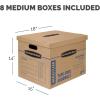 imageBankers Box Medium Classic Moving Box 8 Pack Reinforced Handles TapeFree Assembly Box with Lid 19in x 145in x 155in 77172018Pk