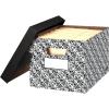 imageBankers Box 4 Pack STORFile Decorative MediumDuty File Storage Boxes FastFold LiftOff Lid LetterLegal BlackGray PinstripeBrocade