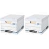 imageBankers Box 6 Pack 0071303 STORFILE Basic Duty File Storage Boxes Standard Assembly Liftoff Lid LetterLegal WhiteBlue12 pack