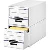 imageBankers Box 6 Pack STORDRAWER STEEL PLUS Basic Space Saving Filing Cabinet Stacks 2 High Legal WhiteBlue