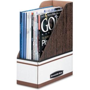 imageBankers Box 10723 Corrugated Cardboard Magazine File 4 x 9 14 x 11 34 White Case of 12Wood Grain  Oversized