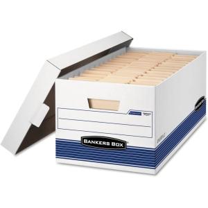 imageBankers Box 20 Pack STORFILE MediumDuty File Storage Boxes FastFold LiftOff Lid Letter WhiteBlue12Pack