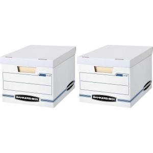 imageBankers Box 6 Pack 0071303 STORFILE Basic Duty File Storage Boxes Standard Assembly Liftoff Lid LetterLegal WhiteBlue12 pack