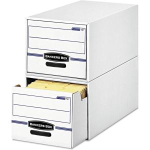imageBankers Box 6 Pack STORDRAWER STEEL PLUS Basic Space Saving Filing Cabinet Stacks 2 High Legal WhiteBlue