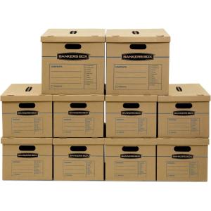 imageBankers Box Classic Moving Box 30 Pack Kit Reinforced Handles TapeFree Assembly Box with Lid 20 Small 5 Medium and 5 Large Boxes 7716501Assorted Kit