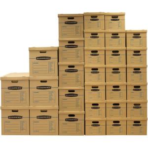 imageBankers Box Classic Moving Box 30 Pack Kit Reinforced Handles TapeFree Assembly Box with Lid 20 Small 5 Medium and 5 Large Boxes 8816501