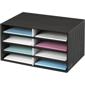 imageBankers Box Decorative Eight Compartment Literature Sorter Letter BlackGray Pinstripe 6170301120 H x 1625 L x 2337 W