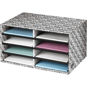 imageBankers Box Decorative Eight Compartment Literature Sorter Letter BlackWhite Brocade 6170301Brocade