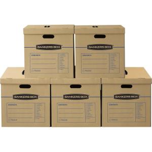 imageBankers Box Large Classic Moving Box 5 Pack Reinforced Handles TapeFree Assembly Box with Lid 21in x 17in x 17in 8818201