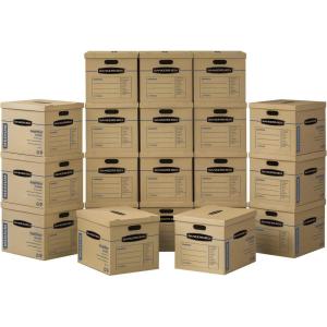 imageBankers Box Medium Classic Moving Box 10 Pack Reinforced Handles TapeFree Assembly Box with Lid 19in x 145in x 155in 7717205