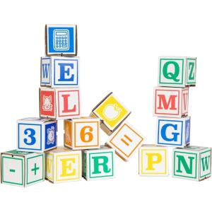 imageBankers Box at Play Cardboard ABC123 Building Learning Blocks 50 Pack Larger 3quotx 3quot Montessori Toy Blocks for Kids and FamiliesABC123 Learning Blocks 50pk