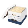 imageBankers Box 12 Pack STORFile End Tab HeavyDuty File Storage Boxes FastFold LiftOff Lid WhiteBlue