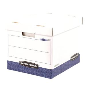 imageBankers Box 12 Pack DATAPAK HeavyDuty File Storage Boxes Ideal for Computer Binders FastFold LiftOff Lid WhiteBlue