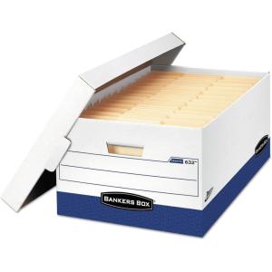 imageBankers Box 12 Pack Presto HeavyDuty File Storage Boxes Instant Assembly LiftOff Lid Letter WhiteBlackLegal