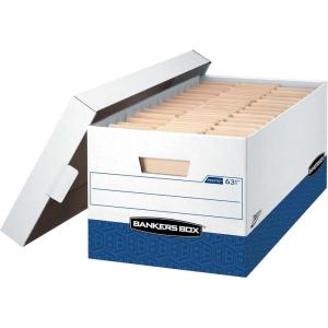 imageBankers Box 12 Pack Presto HeavyDuty File Storage Boxes Instant Assembly LiftOff Lid Letter WhiteBlackLetter