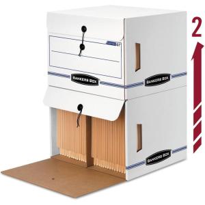 imageBankers Box ox 12 Pack SIDETAB DROP FRONT BasicDuty File Storage Boxes Standard Setup String and Button Letter WhiteBlue