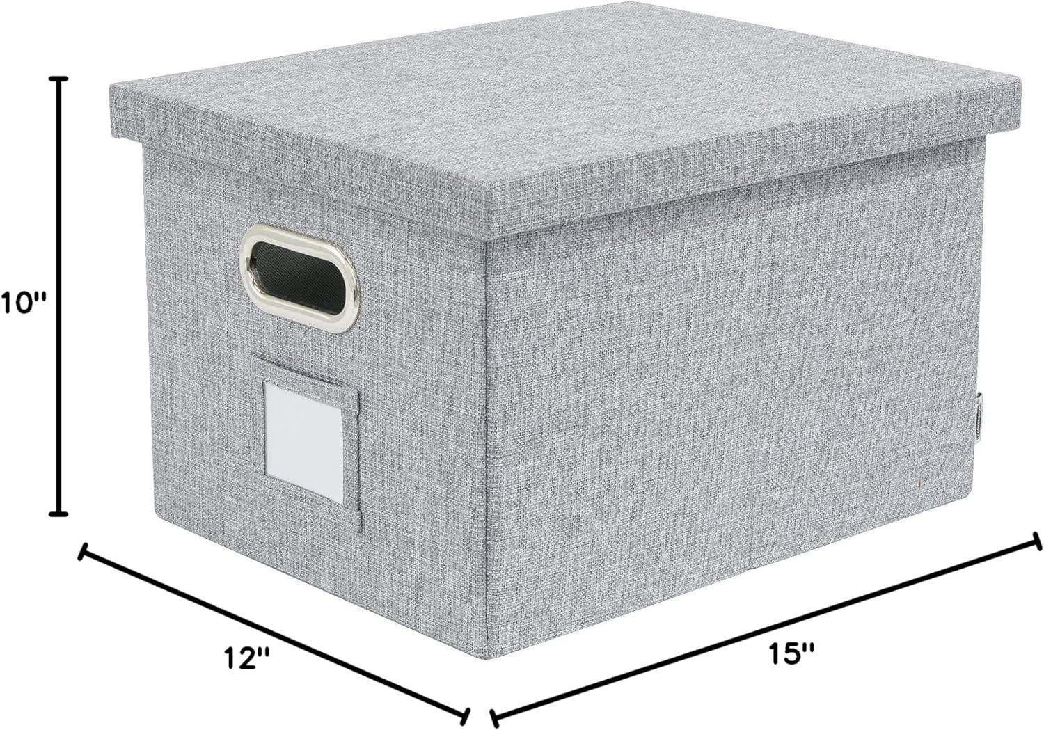 imageBankers Box Foldable Linen Fabric Storage Box with Lid and Metal Handles 15 x 12 x 10