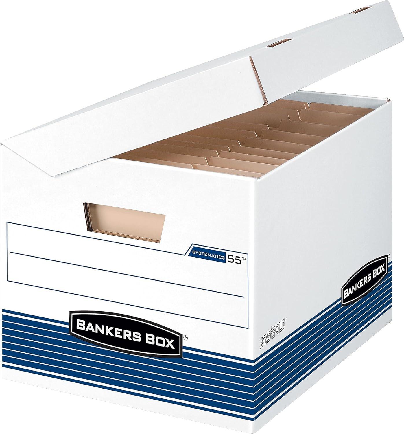 imageBankers Box SYSTEMATIC MediumDuty Storage Boxes FastFold Attached FlipTop Lid LetterLegal Case of 12 0005502
