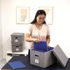 imageBankers Box Foldable Linen Fabric Storage Box with Lid and Metal Handles 15 x 12 x 10