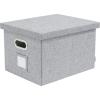 imageBankers Box Foldable Linen Fabric Storage Box with Lid and Metal Handles 15 x 12 x 10
