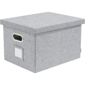 imageBankers Box Foldable Linen Fabric Storage Box with Lid and Metal Handles 15 x 12 x 10