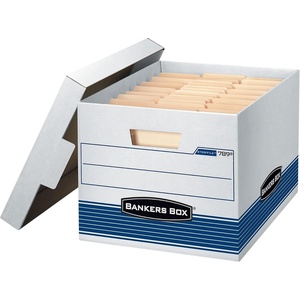 image:imageBankers Box 4Pack MediumDuty File Storage Boxes LetterLegal FastFold  Speed through filing with FastFold setup sturdy stacking reinforced handles and dependable document protectionStorage Boxes