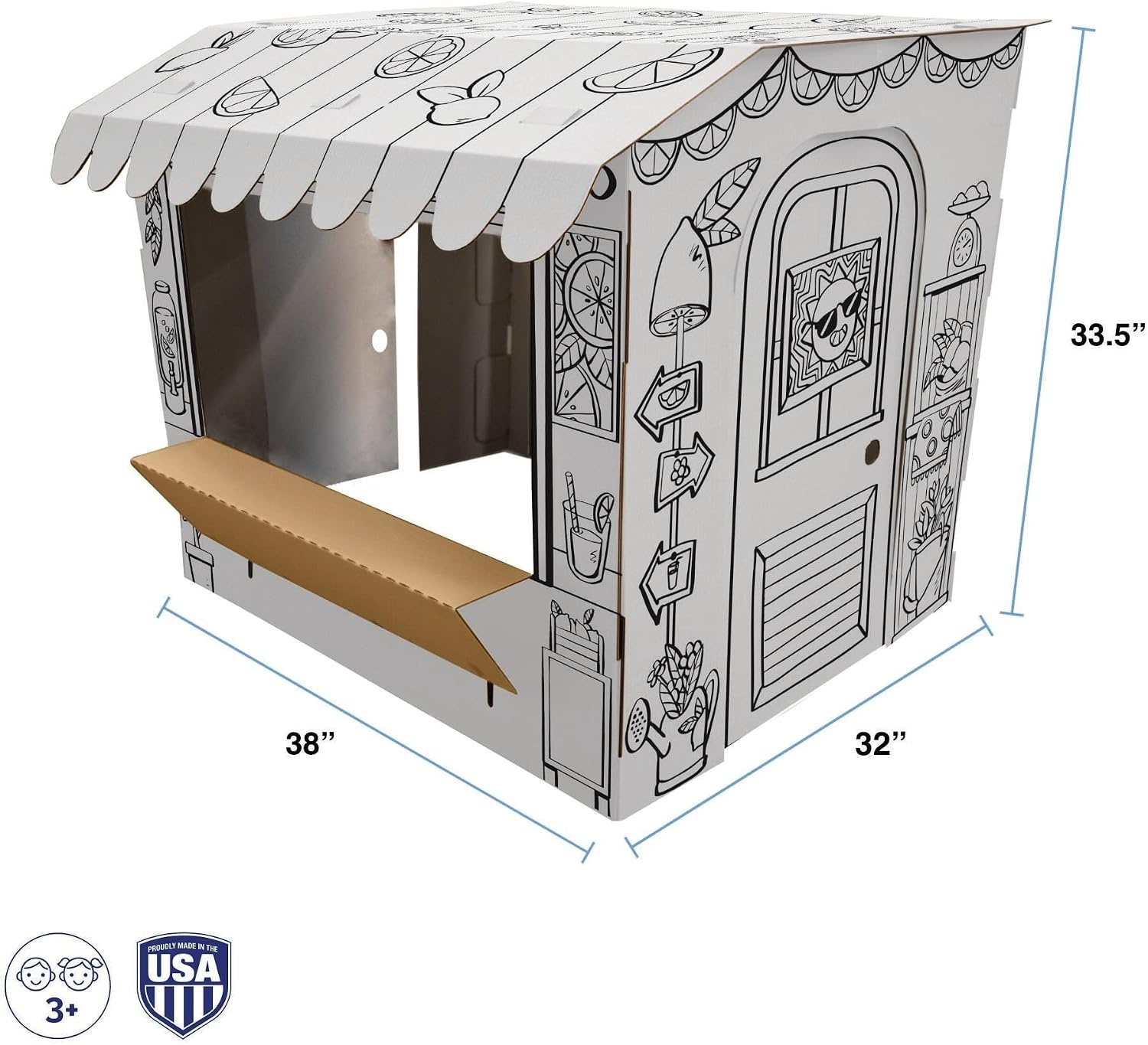 image:imageBB at Play Color in Lemonade Stand Playhouse Craft Activity for Kids  A lifesize playhouse 365H x 32W x 26D with interactive doors windows and counter for hours of imaginative open play