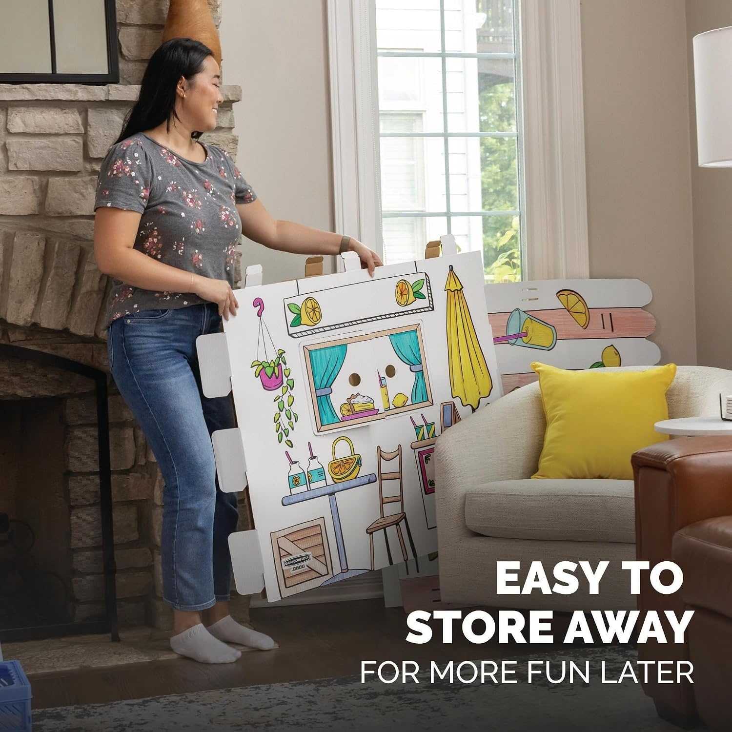 image:imageBB at Play Color in Lemonade Stand Playhouse Craft Activity for Kids  A lifesize playhouse 365H x 32W x 26D with interactive doors windows and counter for hours of imaginative open play