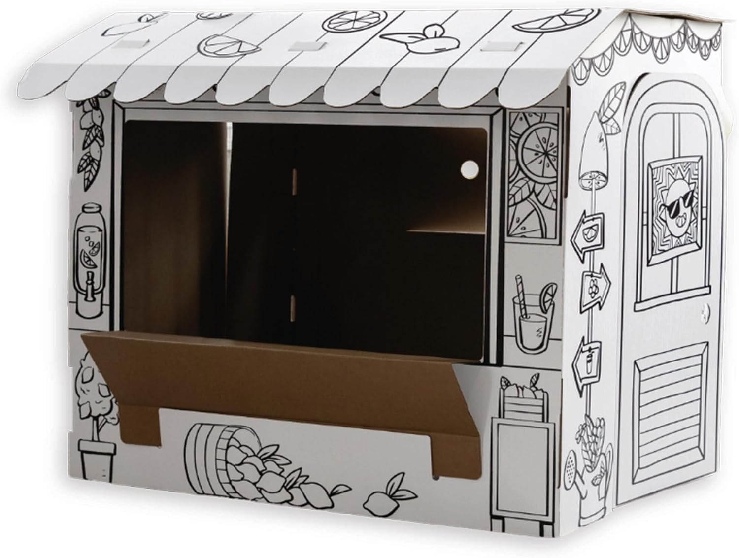 image:imageBB at Play Color in Lemonade Stand Playhouse Craft Activity for Kids  A lifesize playhouse 365H x 32W x 26D with interactive doors windows and counter for hours of imaginative open play